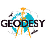 Geodetic construction measuring gps device. Communication satellites fly around the planet symbol. Global positioning system in construction