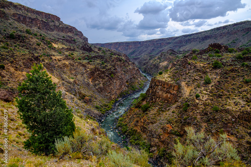 Sweeping view of the Rio Grande Gorge as a storm rises