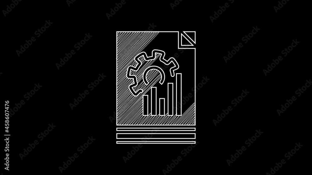 White line Document with graph chart icon isolated on black background. Report text file icon. Accounting sign. Audit, analysis, planning. 4K Video motion graphic animation White line Document with graph chart icon isolated on black background. Report text file icon. Accounting sign. Audit, analysis, planning. 4K Video motion graphic animation