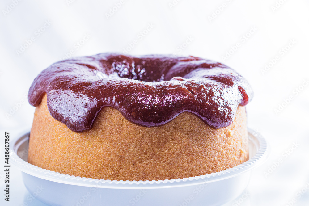 homemade cake with brigadeiro topping
