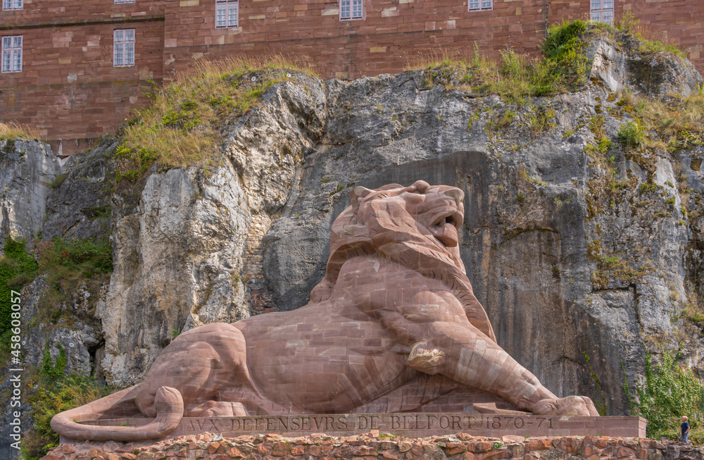 Fototapeta premium Belfort, France - 09 04 2021: The Lion of Bartholdi