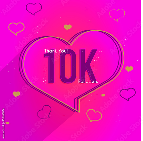 banner de comemoração aos 10k de seguidores na cor rosa com corações photo