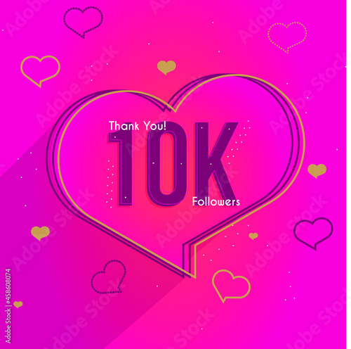 banner de comemoração aos 10k de seguidores na cor rosa com corações