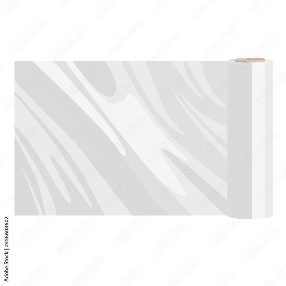 Polyethylene plastic film in a tube isolated on white background Stock