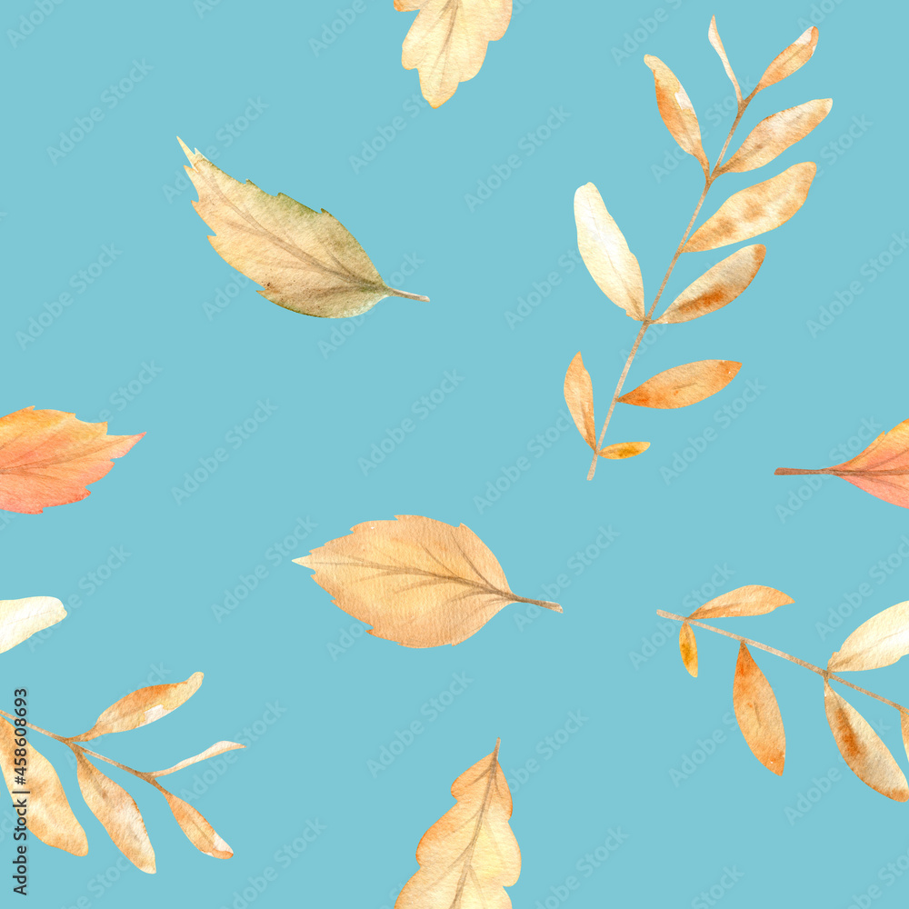 Watercolor autumn seamless pattern with hand painted cozy symbols of fall season. Watercolor autumn seamless pattern with hand painted cozy symbols of fall season.