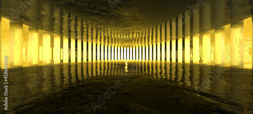 Abstract architecture design. Interior concept. Minimal modern background or modern hall wallpaper. 3d illustration