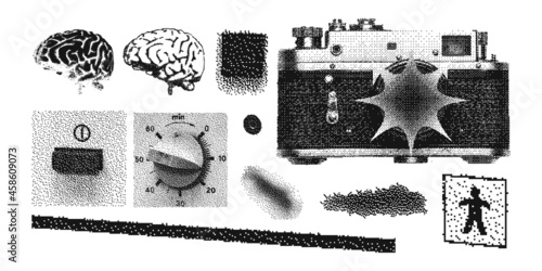 Vector Objects Set. Smart technology, equipment with a halftone effect