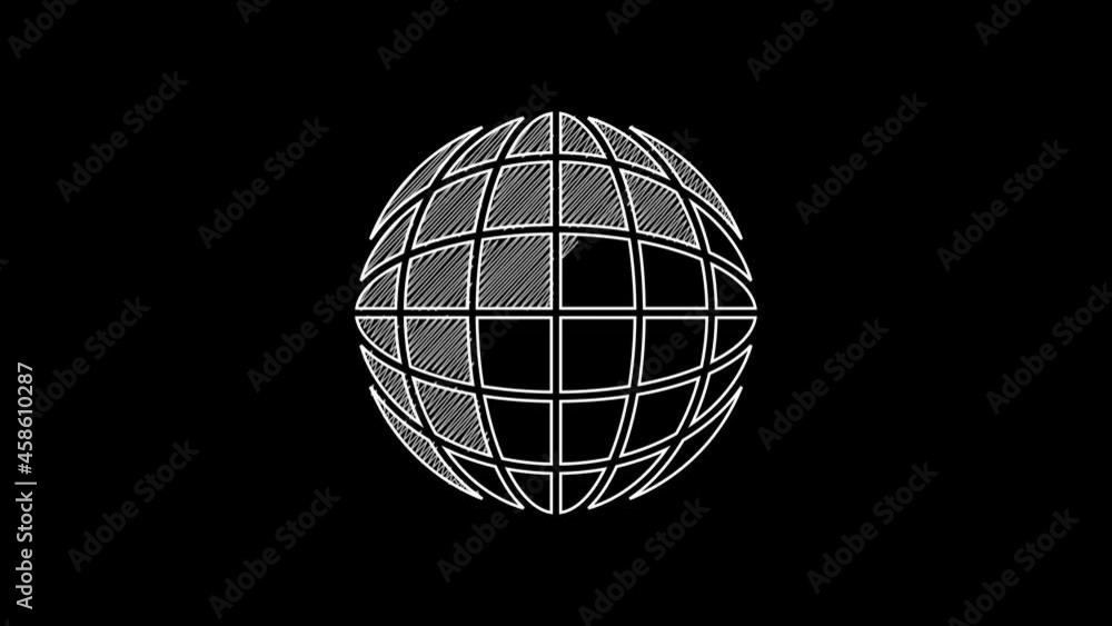 White line Earth globe icon isolated on black background. World or Earth sign. Global internet symbol. Geometric shapes. 4K Video motion graphic animation White line Earth globe icon isolated on black background. World or Earth sign. Global internet symbol. Geometric shapes. 4K Video motion graphic animation