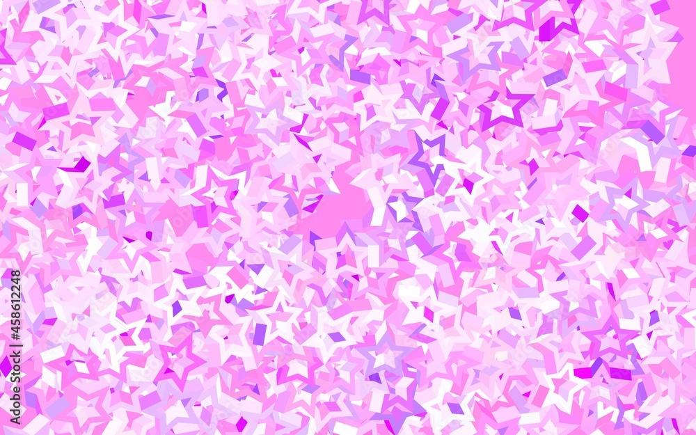 Light Purple, Pink vector layout with bright stars.