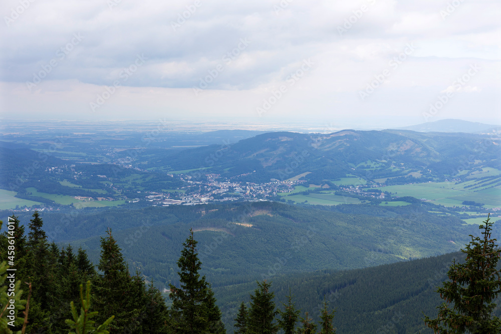 Clean Landscape in mountains Hruby Jesenik in the northeastern Bohemia, Czech Republic