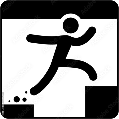 overcoming obstacles vector black and white sign, icon