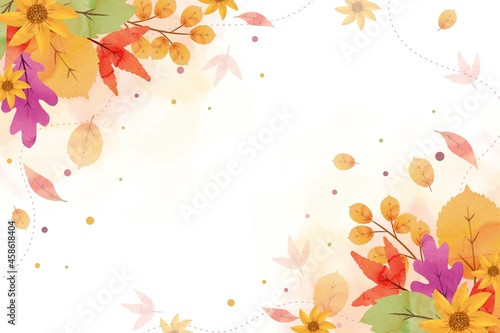 watercolor autumnal background with empty space vector design illustration