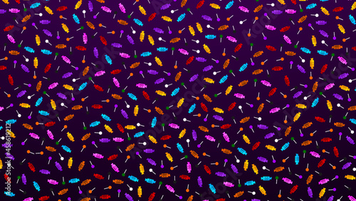 sweet candy halloween backgound with candy and purple to black gradient