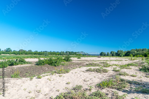 Sands near estuary Wieprz River to the Vistula River at sunny day.