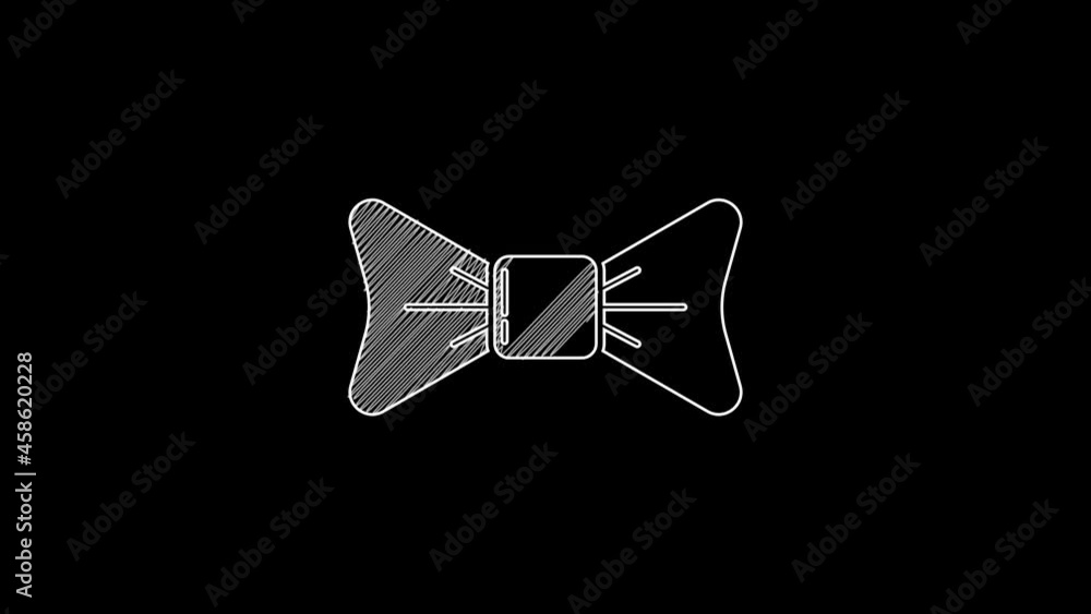 White line Bow tie icon isolated on black background. 4K Video motion graphic animation White line Bow tie icon isolated on black background. 4K Video motion graphic animation