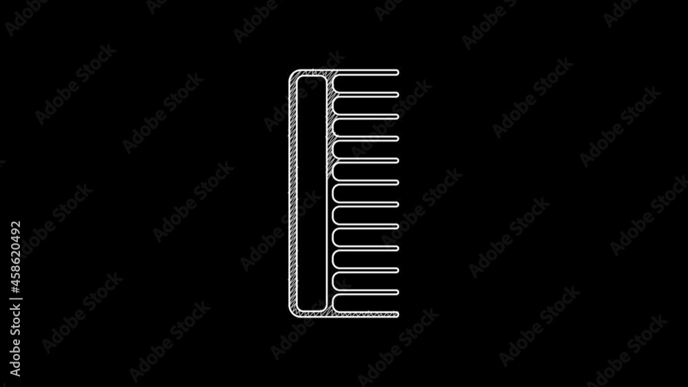 White line Hairbrush icon isolated on black background. Comb hair sign. Barber symbol. 4K Video motion graphic animation White line Hairbrush icon isolated on black background. Comb hair sign. Barber symbol. 4K Video motion graphic animation