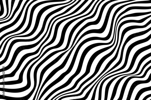Simple wavy background. Vector illustration of stripes with optical illusion  op art.
