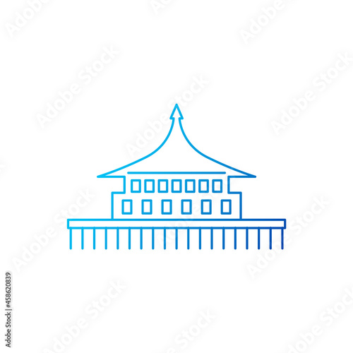 Water building on stilts outline icon. Maldives attraction. Exotic restaurant. Isolated vector stock illustration