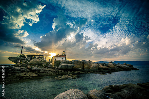 Famous Finisterre Cape Lighthouse, Costa da Morte, Galicia, Spain photo