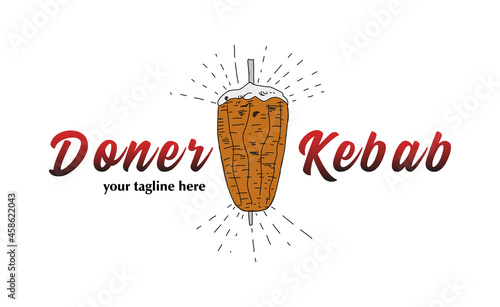 Shawarma logo for restaurants and markets. Doner kebab logo template. EPS10 vector illustration.