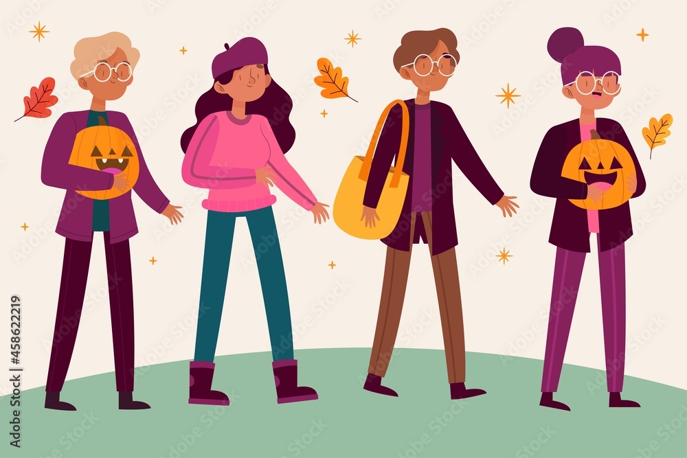 people autumn park vector design illustration people autumn park vector design illustration