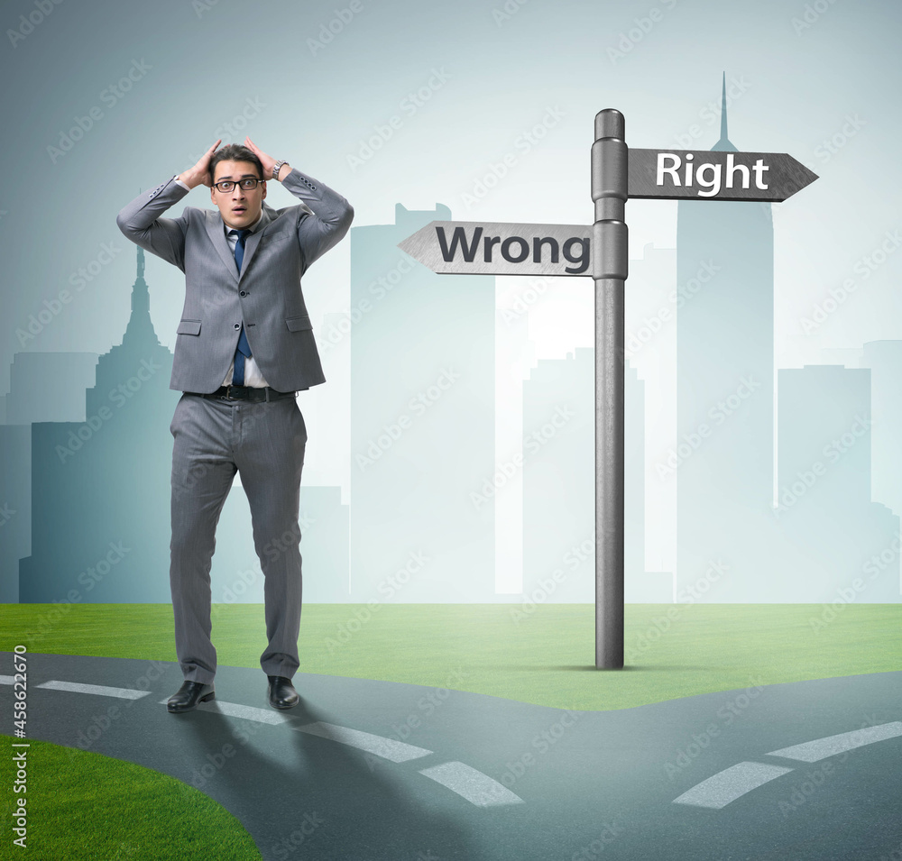 Businessman in difficult choice concept Businessman in difficult choice concept