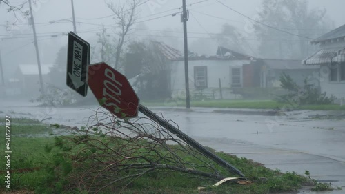 Hurricane Ida Ravages Houma, LA USA As A Category 4 Storm On August 29, 2021