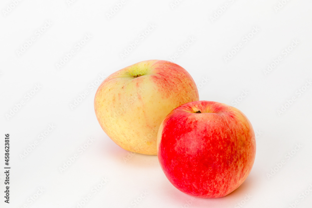 red and yellow apples on a white background red and yellow apples on a white background