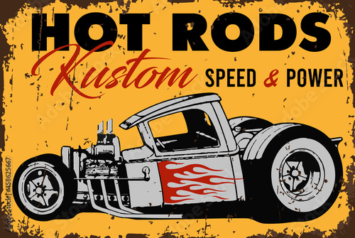 Speed shop hot rod classic car american retro rockabilly