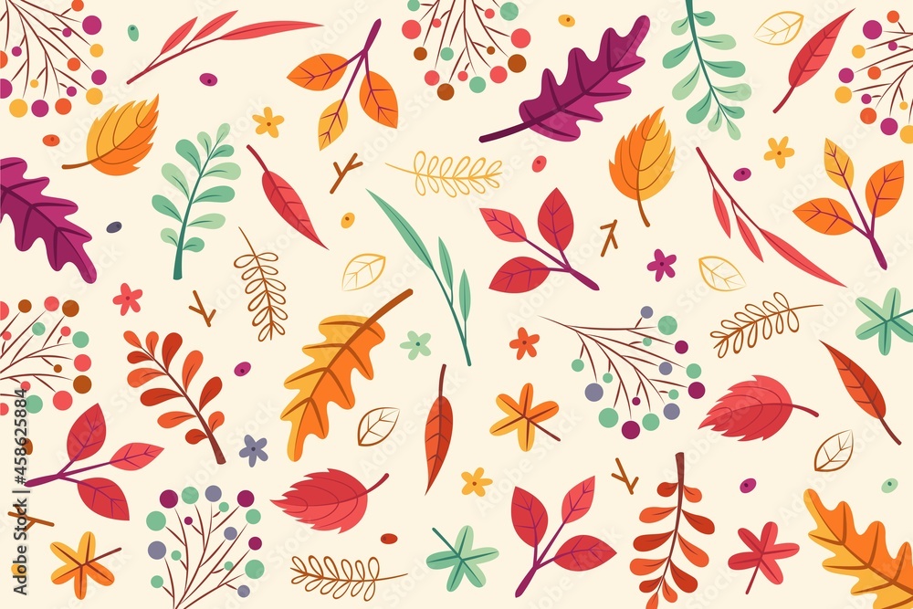 hand drawn autumn leaves background vector design illustration hand drawn autumn leaves background vector design illustration