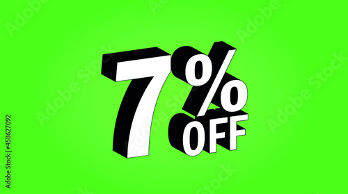 Sale tag 7 percent off - 3D and green - for promotion offers and discounts.