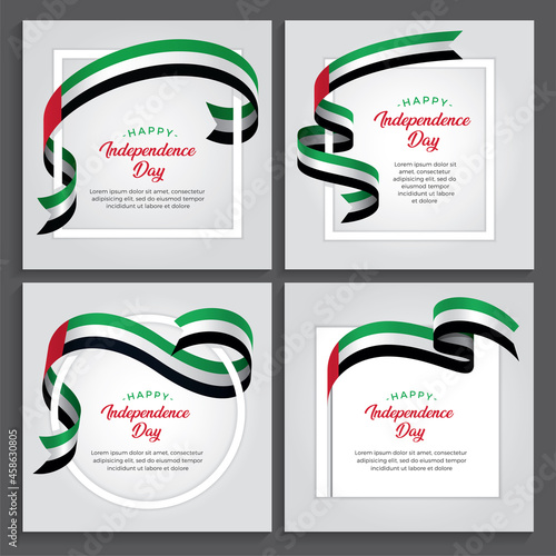 United Arab Emirates ribbon flag background - vector