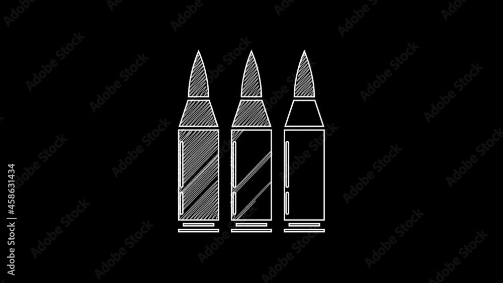 White line Bullet icon isolated on black background. 4K Video motion graphic animation White line Bullet icon isolated on black background. 4K Video motion graphic animation