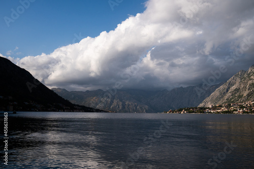View of Kotor Bay area at sunset in summer, touristic famous destination in Montenegro, Europe © icephotography