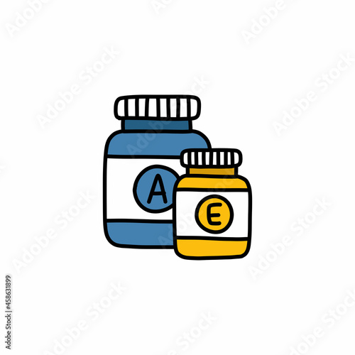 vitamins doodle icon, vector color line illustration