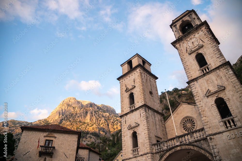 View of the Old Town in Kotor, touristic famous destination in Montenegro, Europe