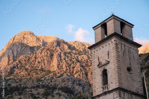 View of the Old Town in Kotor, touristic famous destination in Montenegro, Europe