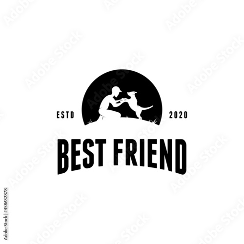 Dog trainer logo icon design vector illustration template