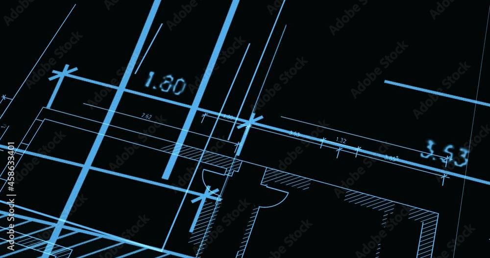 Architektur entwurf, blueprint zeichnen animiert, bauobjekt in der planung, modernes wohnhaus mit maßangaben, maßstab korrekt, technische cad zeichnung, beeindruckend und innovativ    