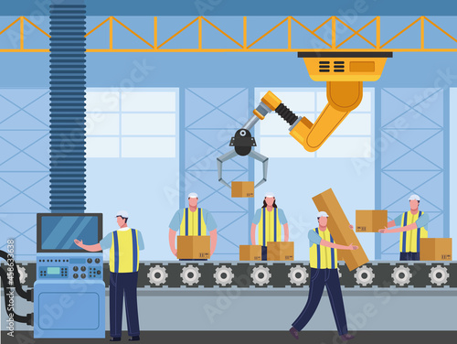 five production workers scene