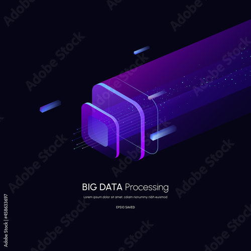 Data visualization concept. Data analytics platform 3d isometric vector illustration. Computer storage or agricultural workstation.