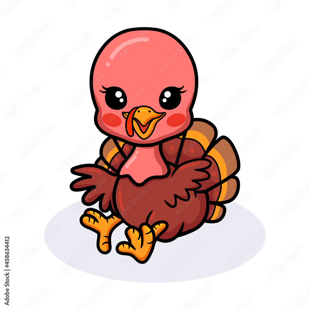 Cute baby turkey cartoon sitting Cute baby turkey cartoon sitting