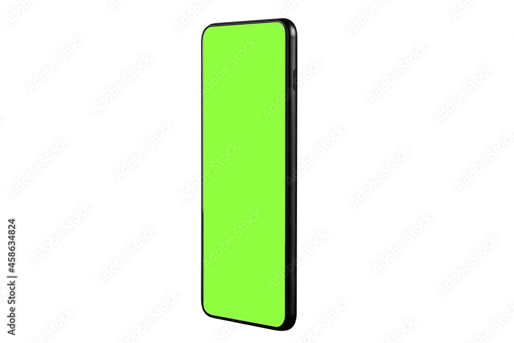 Smartphone mockup with chroma key screen isolated on white background Smartphone mockup with chroma key screen isolated on white background
