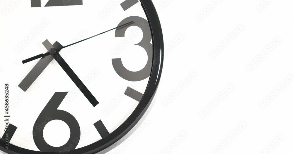 Time Lapse Black Wall clock isolated on white background, Timelapse moving fast. Time Lapse Black Wall clock isolated on white background, Timelapse moving fast.