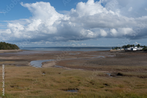 Pull back of the tidal ocean on a landcape
