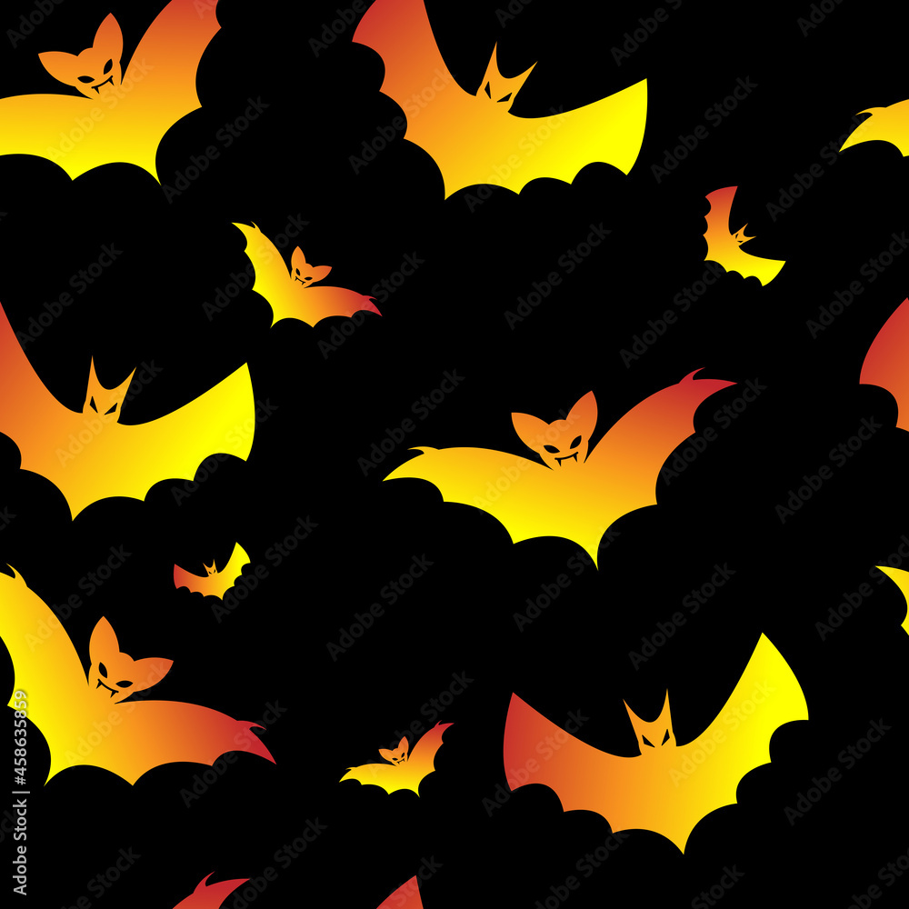 festive halloween background with bats. vector design element. a colorful bright pattern.