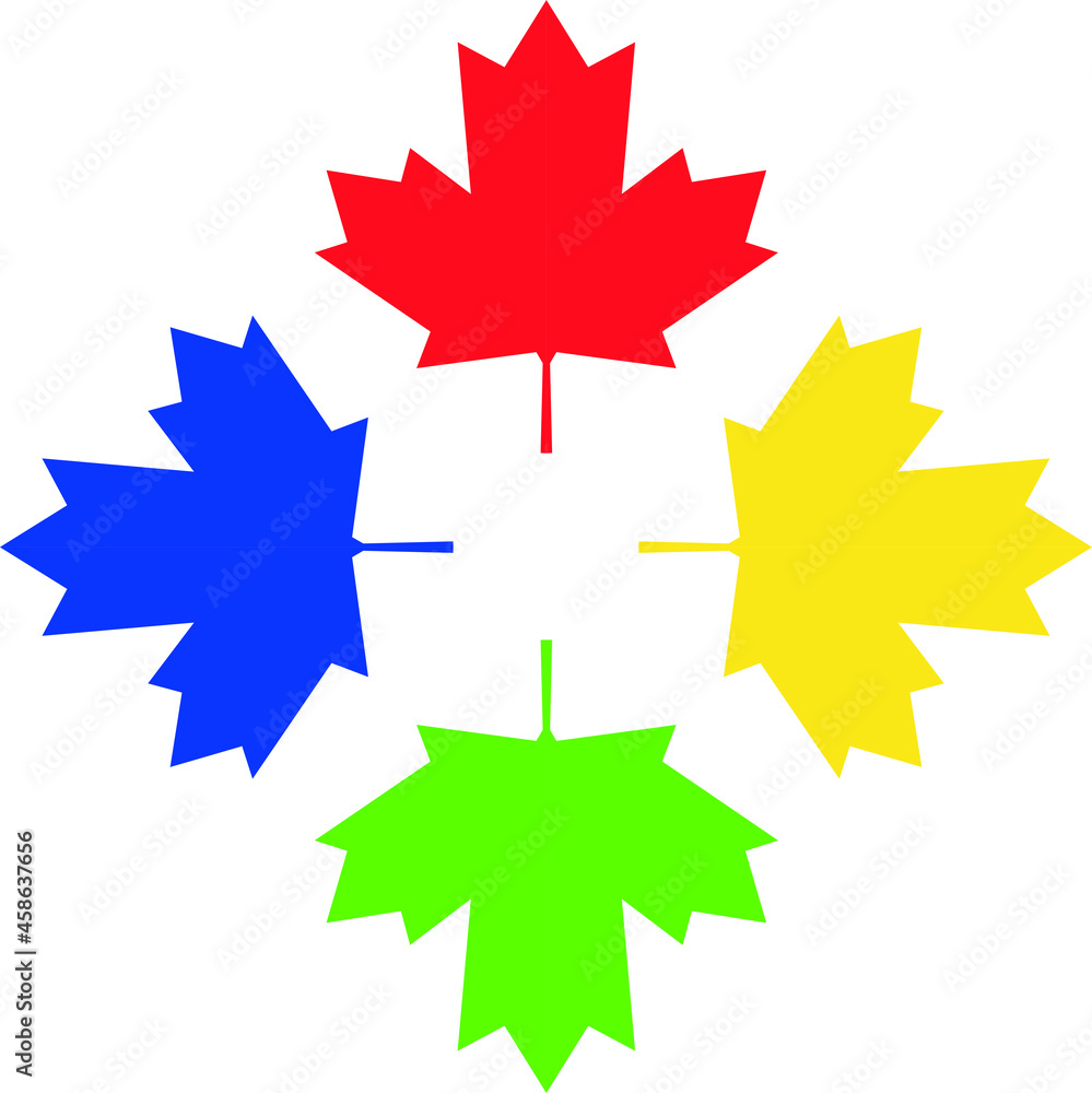 four colors maple leaf in white background by vector design four colors maple leaf in white background by vector design