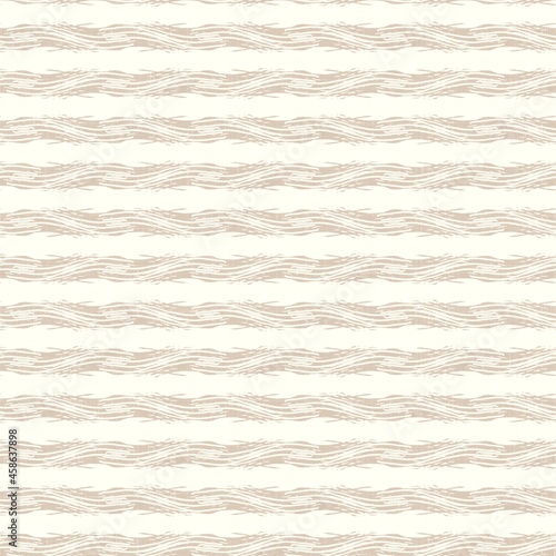 Minimal ecru jute plain horizontal stripe texture pattern. Two tone washed out beach decor background. Modern rustic brown sand color design. Seamless striped distress shabby chic pattern. 