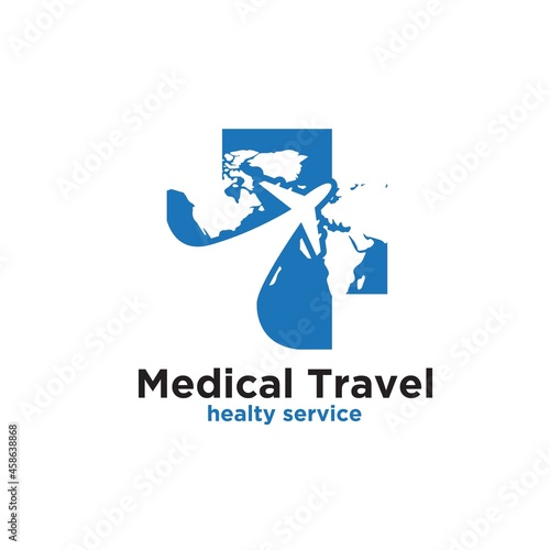 cross medical travel on the world logo designs simple for medical service