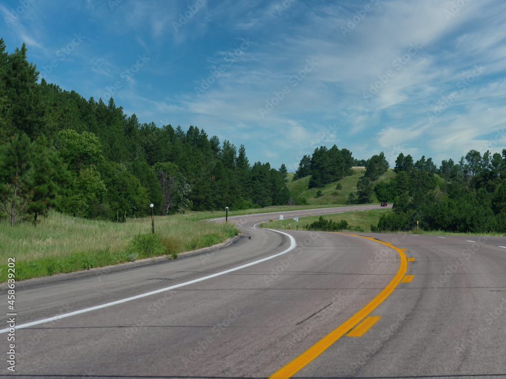 Winding road and landscape in Valentine, Nebraska. Winding road and landscape in Valentine, Nebraska.